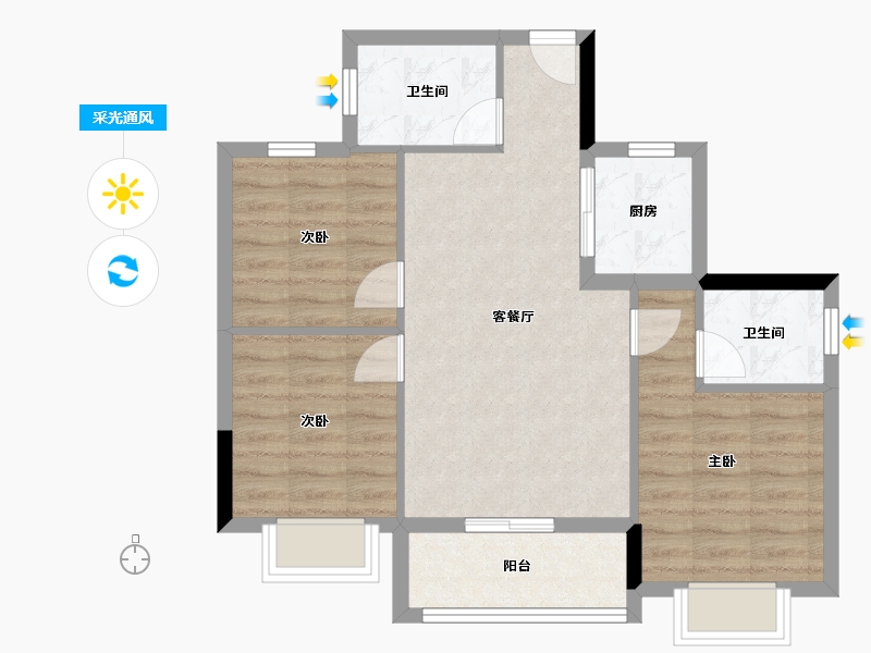 湖南省-永州市-望阳小区-69.08-户型库-采光通风