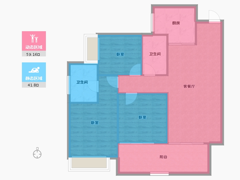 四川省-成都市-中铁城颐湖题院-92.67-户型库-动静分区