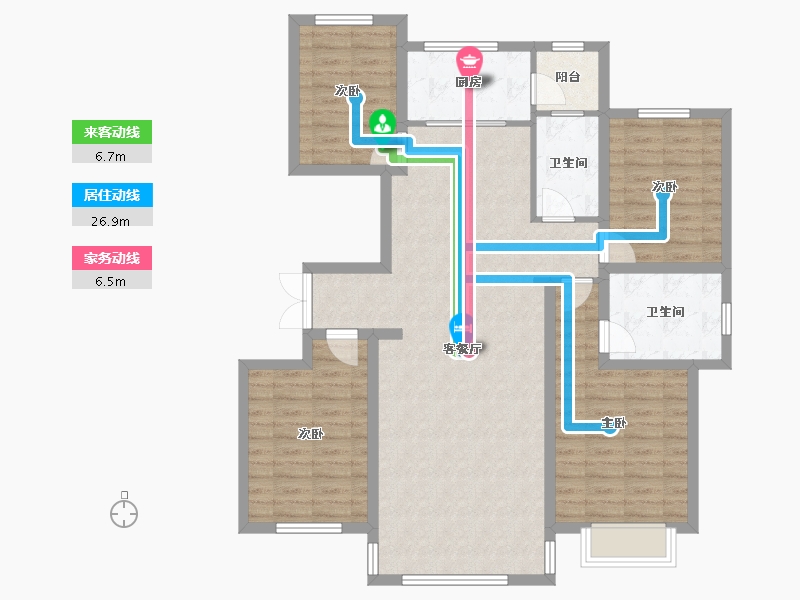 内蒙古自治区-鄂尔多斯市-宏源一品-120.00-户型库-动静线