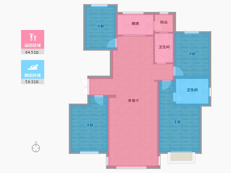 内蒙古自治区-鄂尔多斯市-宏源一品-120.00-户型库-动静分区