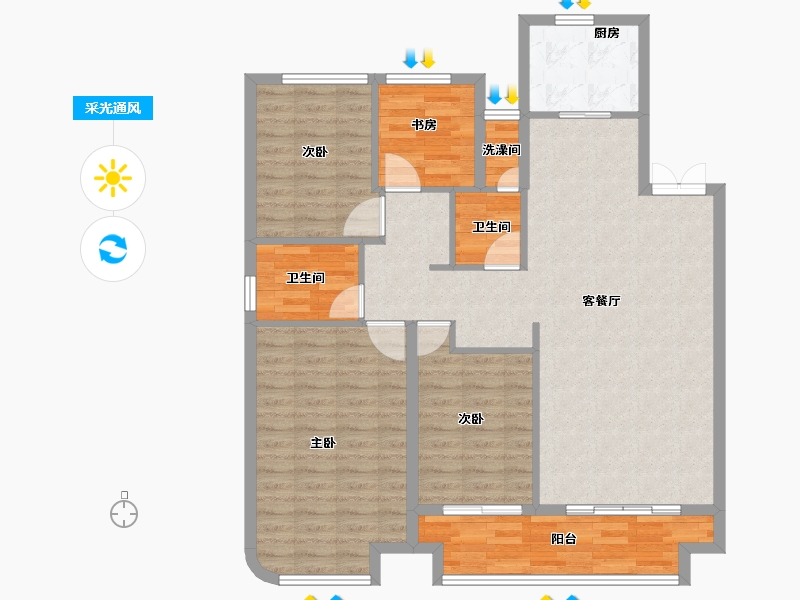 浙江省-绍兴市-中国铁建嵊星湾-109.64-户型库-采光通风