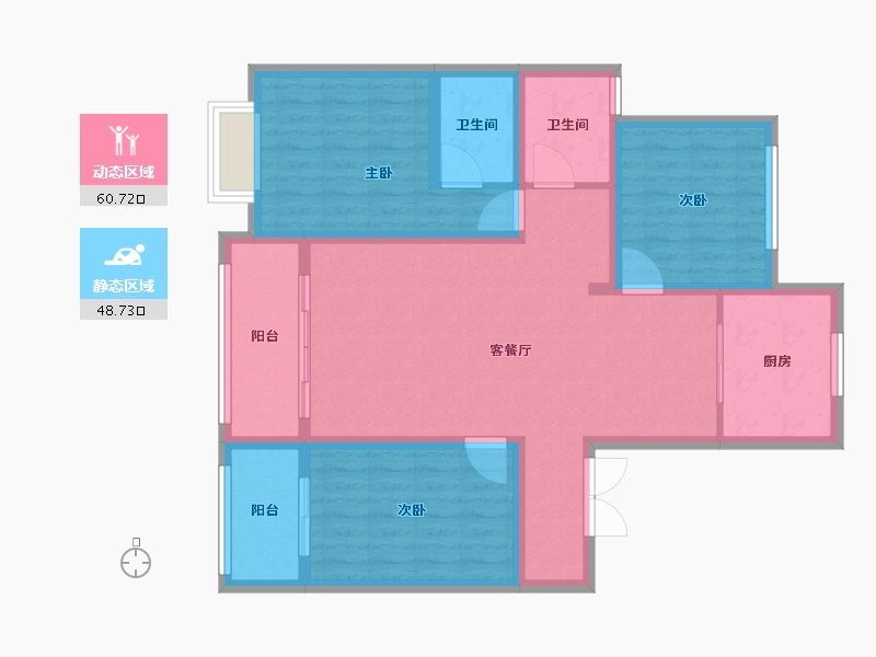 新疆维吾尔自治区-石河子市-天富新天地-97.60-户型库-动静分区