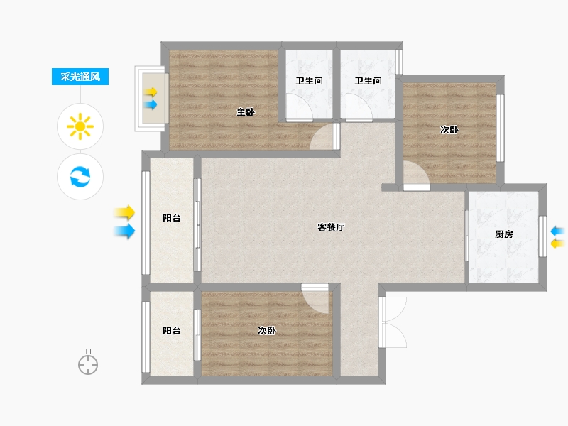 新疆维吾尔自治区-石河子市-天富新天地-97.60-户型库-采光通风