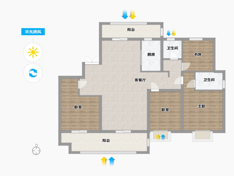 江苏省-盐城市-欧堡利亚璟宸-135.00-户型库-采光通风