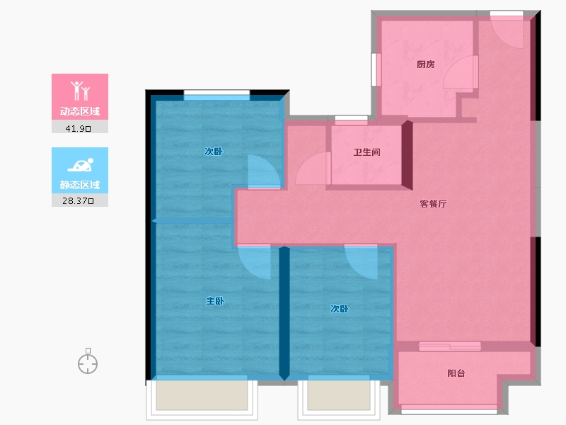 江苏省-苏州市-悠步江来-76.30-户型库-动静分区