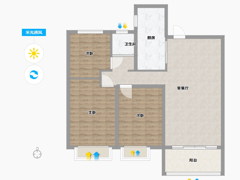 江苏省-扬州市-紫金湾-97.39-户型库-采光通风