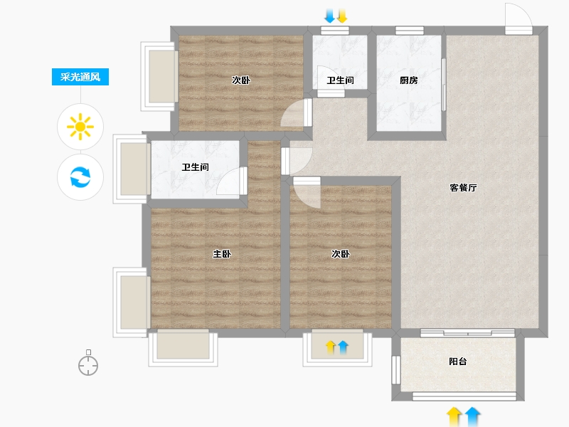 云南省-昆明市-幸福里小区-99.00-户型库-采光通风