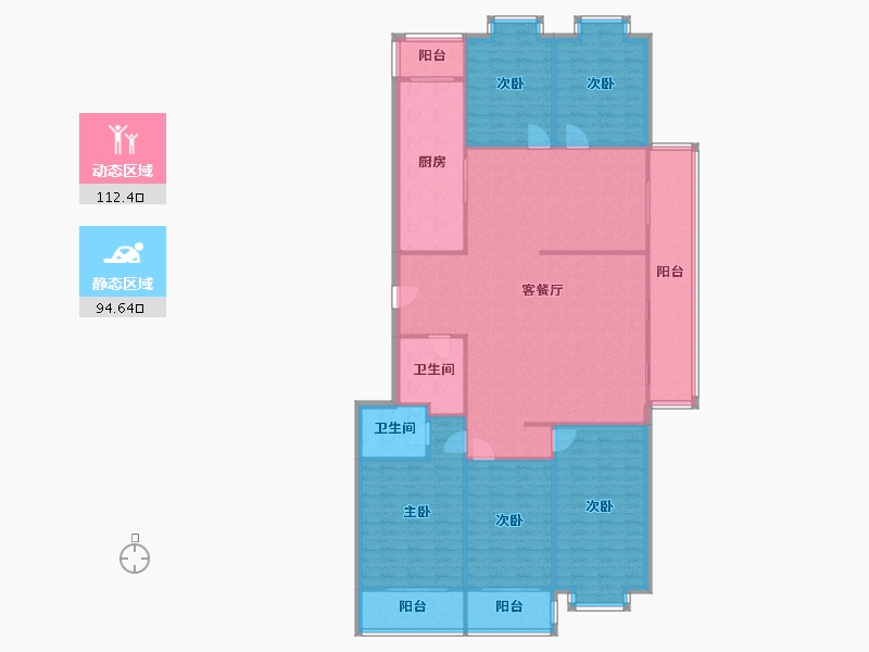 山西省-太原市-棕榈佳园工具厂宿舍-114.40-户型库-动静分区