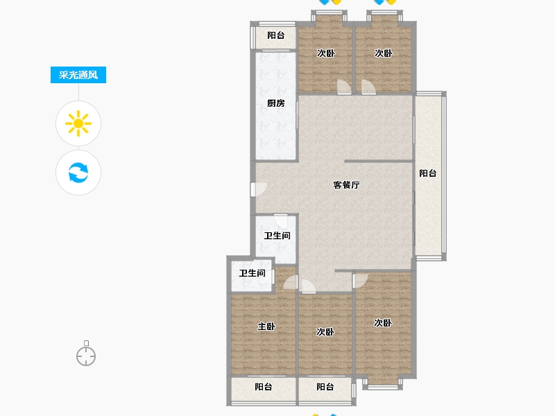 山西省-太原市-棕榈佳园工具厂宿舍-114.40-户型库-采光通风