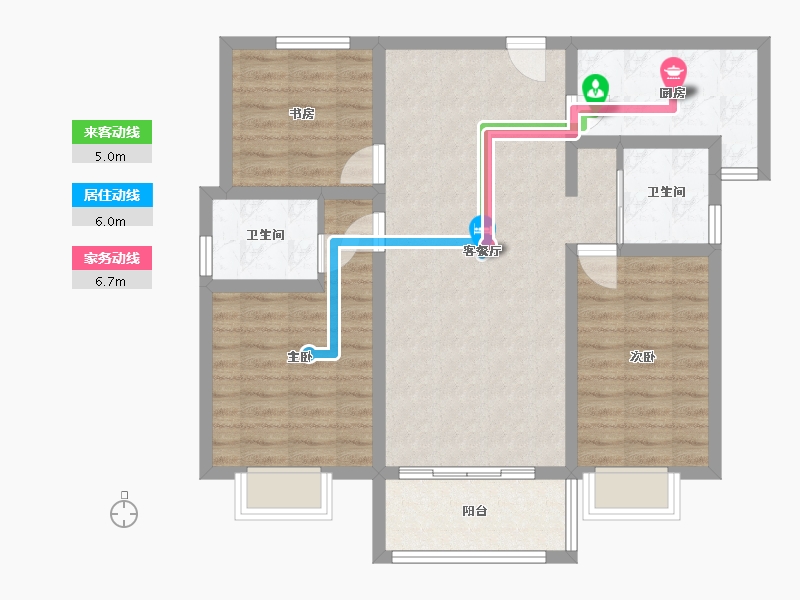 山东省-泰安市-新泰中央花园-96.80-户型库-动静线