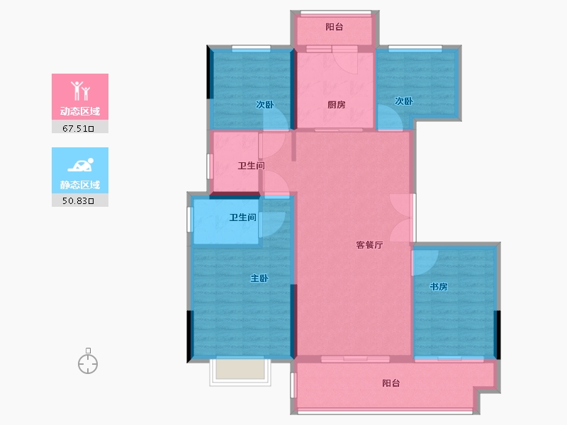 山东省-临沂市-鑫星君樾-107.20-户型库-动静分区