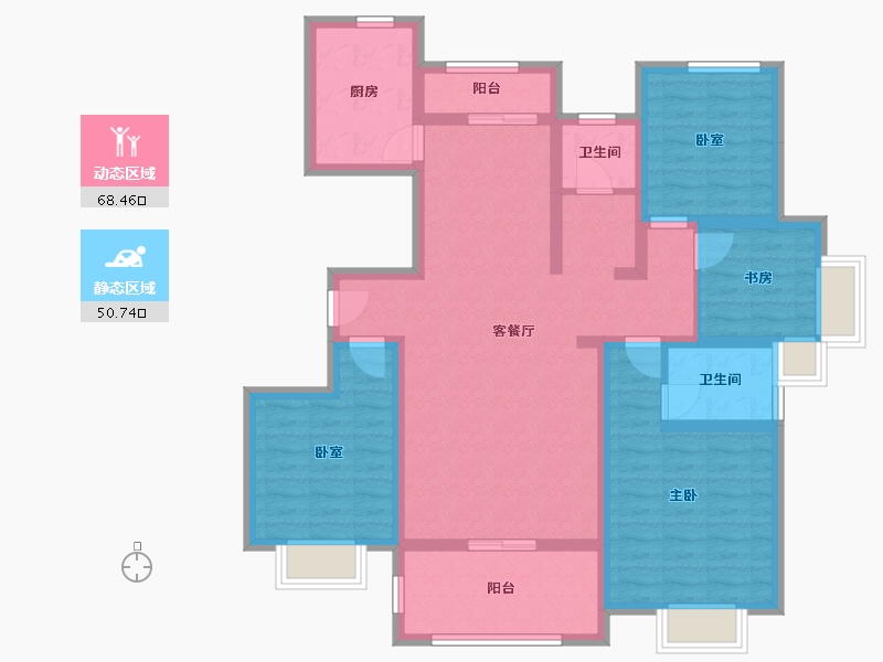 河南省-信阳市-皇城嘉苑-二期-115.20-户型库-动静分区