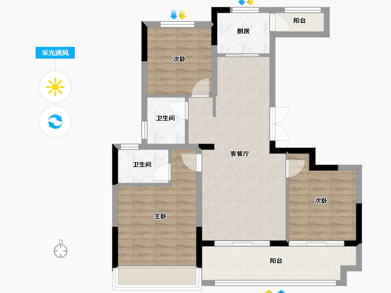 河南省-济源市-宸院-84.00-户型库-采光通风