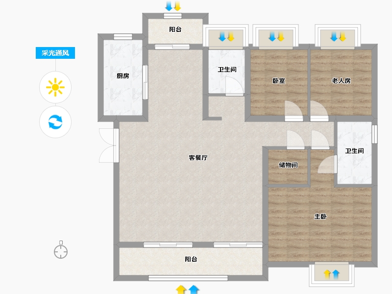 湖北省-武汉市-金地悦江时代-122.40-户型库-采光通风