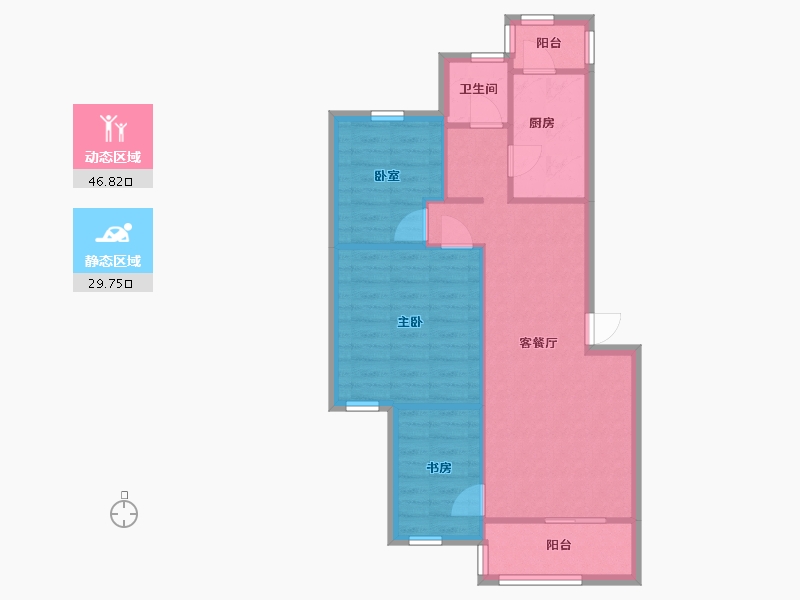 湖北省-武汉市-宝安花园-66.40-户型库-动静分区