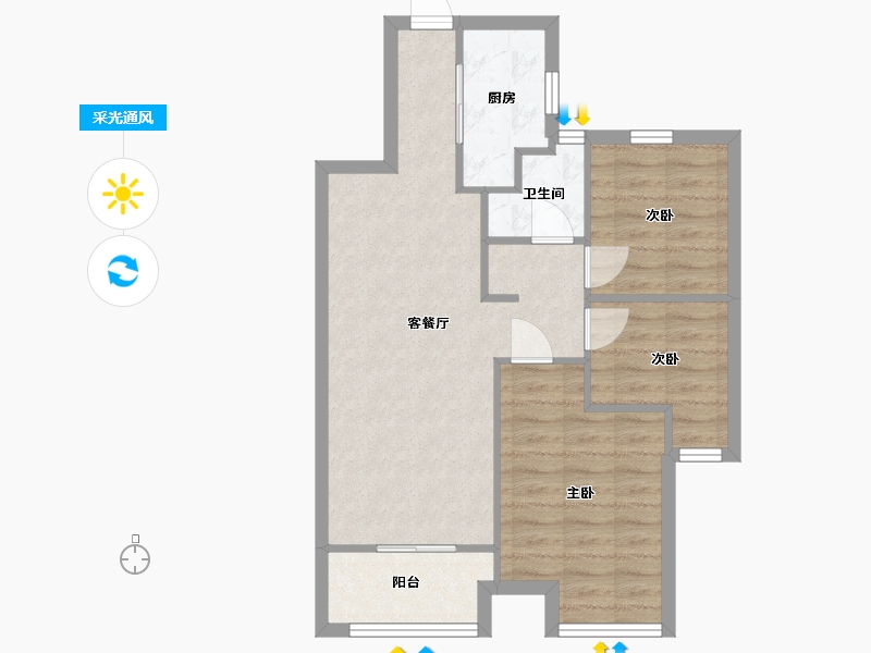 江苏省-苏州市-翡翠观澜-71.20-户型库-采光通风