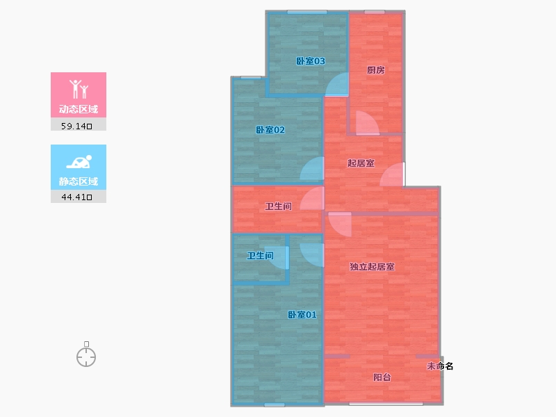 北京-北京市-田园风光雅苑-93.88-户型库-动静分区