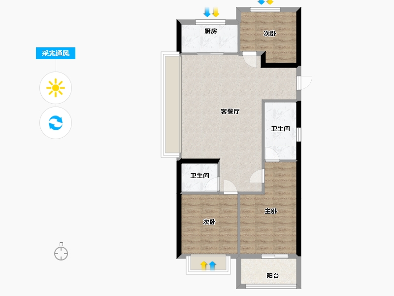 浙江省-杭州市-中交保利江语云城-78.38-户型库-采光通风