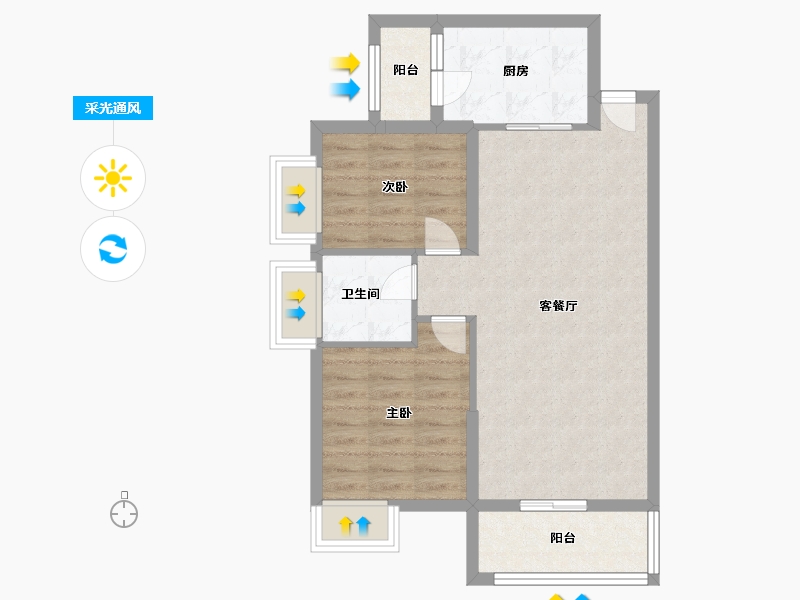 广东省-广州市-凤福花园-64.00-户型库-采光通风