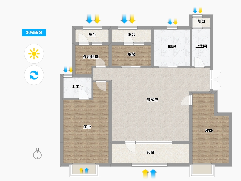 辽宁省-沈阳市-旭辉 首府铂辰时代-120.72-户型库-采光通风