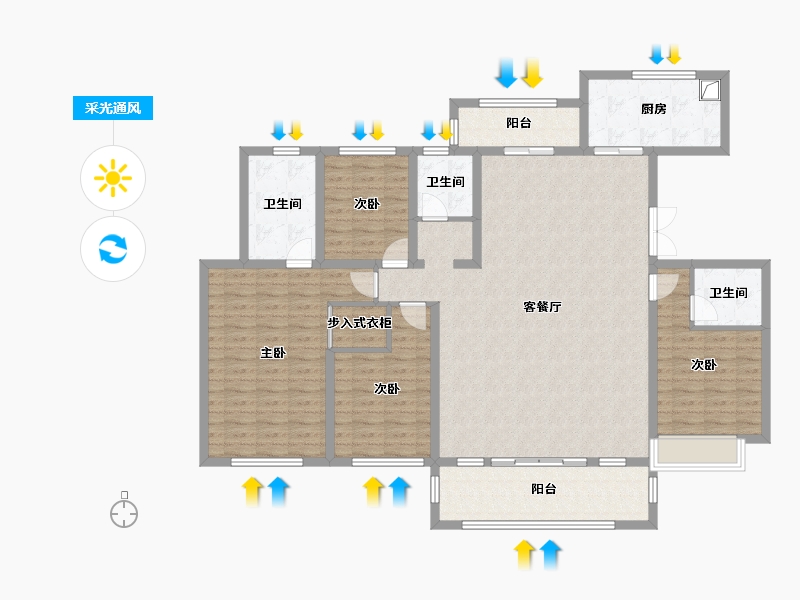 湖南省-长沙市-梅溪正荣府-150.40-户型库-采光通风