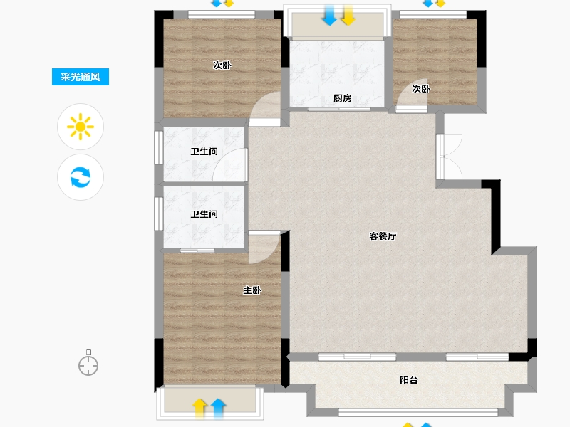 安徽省-滁州市-万成九樾别墅-104.01-户型库-采光通风