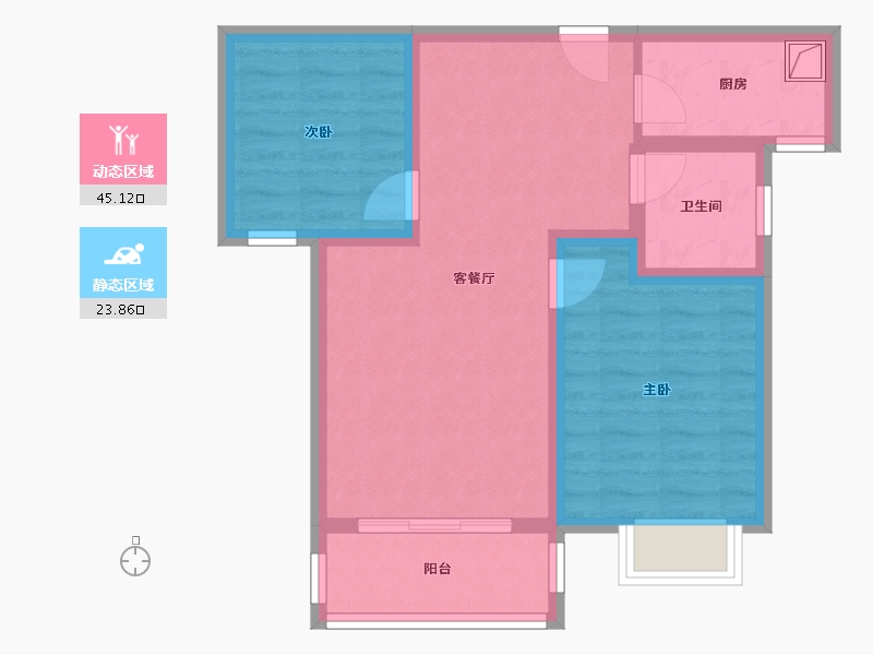 陕西省-宝鸡市-育才壹号公园-70.96-户型库-动静分区