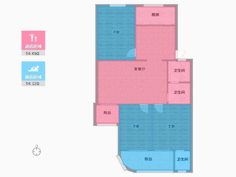 陕西省-咸阳市-滨河小区-96.78-户型库-动静分区