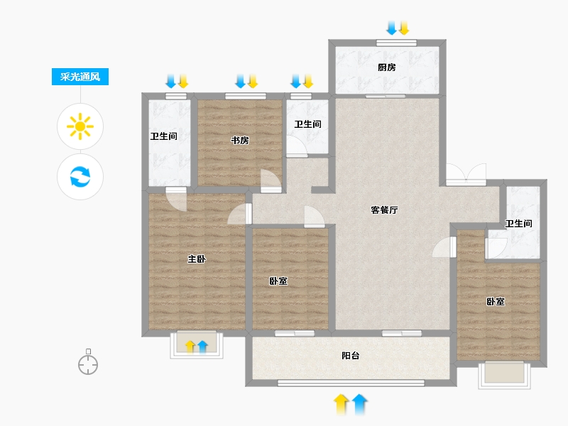 山东省-济南市-中建大学里-132.00-户型库-采光通风