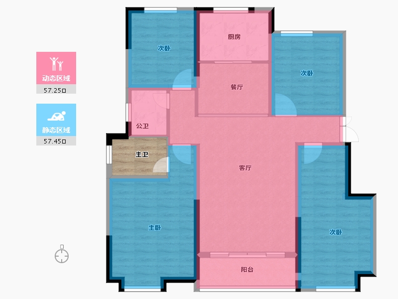 陕西省-榆林市-泰发祥云筑-106.91-户型库-动静分区