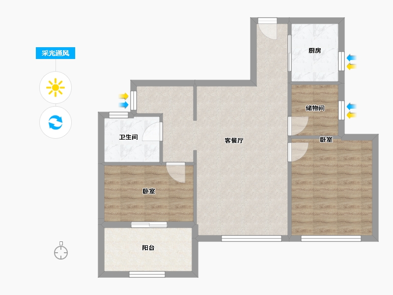 浙江省-宁波市-明景庭-71.20-户型库-采光通风