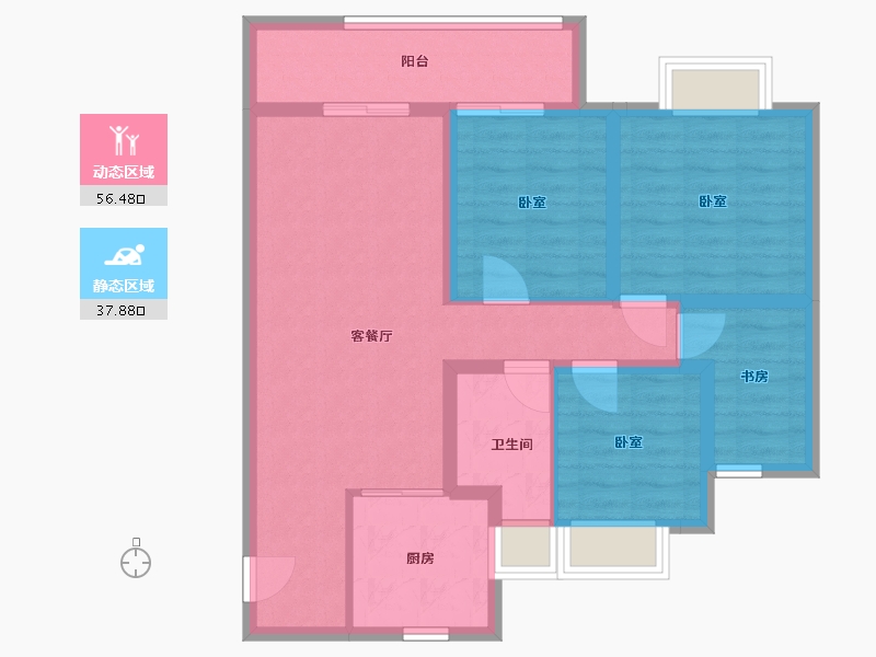 江苏省-无锡市-建发金钥湾-83.70-户型库-动静分区