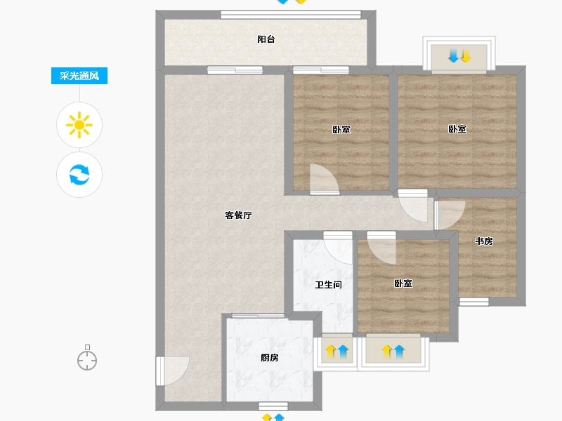 江苏省-无锡市-建发金钥湾-83.70-户型库-采光通风