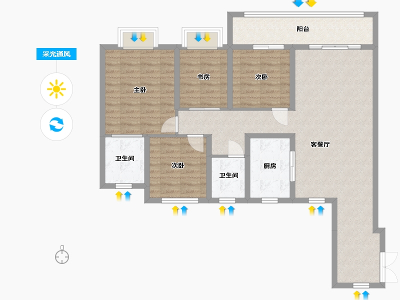 湖北省-武汉市-中建星光城-104.00-户型库-采光通风