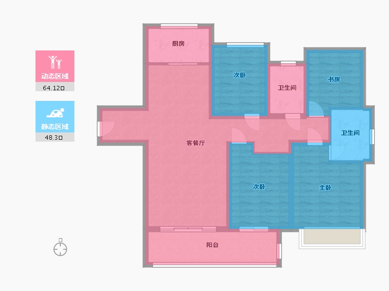 浙江省-宁波市-龙宸璟庭-100.00-户型库-动静分区