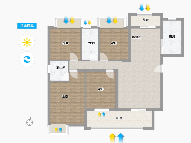 湖北省-黄冈市-长河新城-112.80-户型库-采光通风