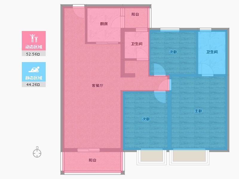 云南省-昆明市-璞园-86.40-户型库-动静分区