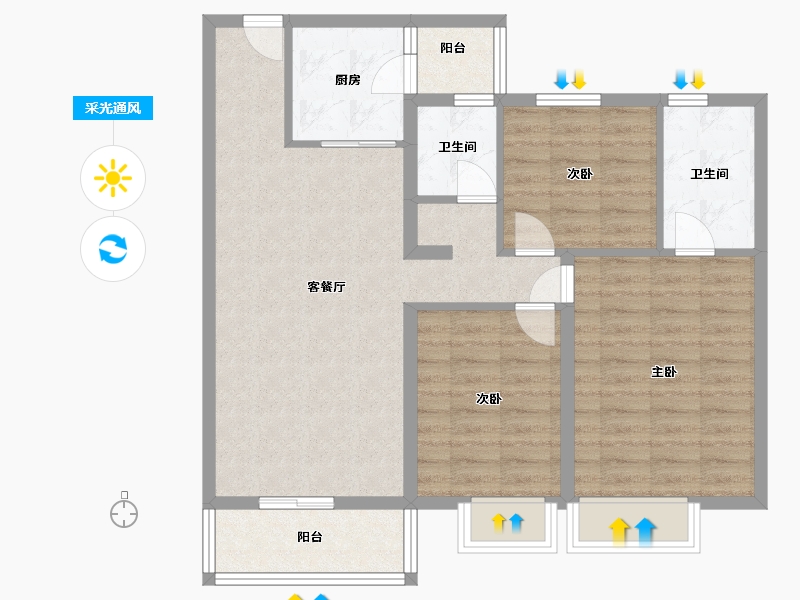 云南省-昆明市-璞园-86.40-户型库-采光通风