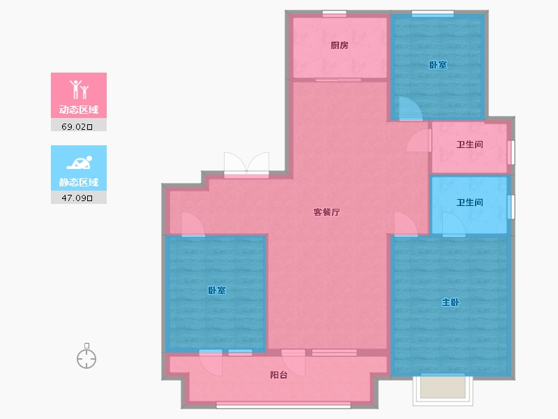 辽宁省-丹东市-丹宸府-105.60-户型库-动静分区