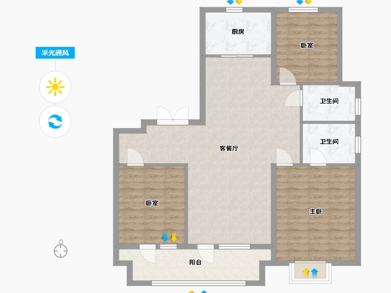 辽宁省-丹东市-丹宸府-105.60-户型库-采光通风