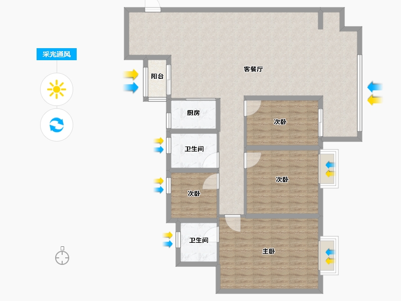 湖南省-长沙市-旭辉美的东樾城-127.00-户型库-采光通风