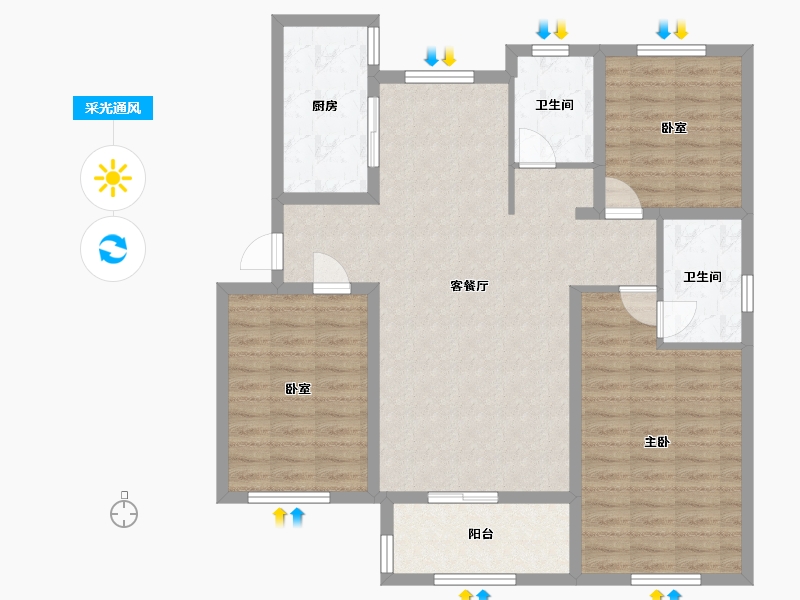 河北省-邢台市-公园城-102.39-户型库-采光通风