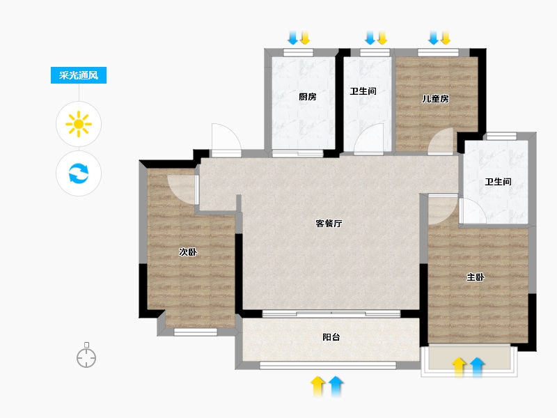 江苏省-南京市-创维·文悦府-94.41-户型库-采光通风