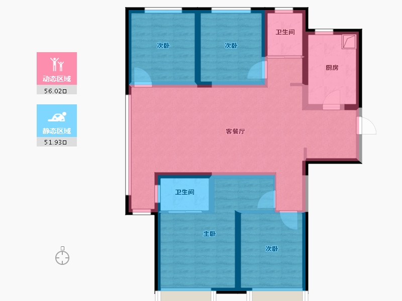 陕西省-西安市-高科麓湾3期-109.60-户型库-动静分区