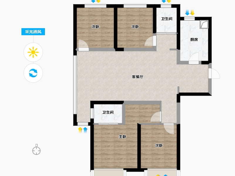 陕西省-西安市-高科麓湾3期-109.60-户型库-采光通风