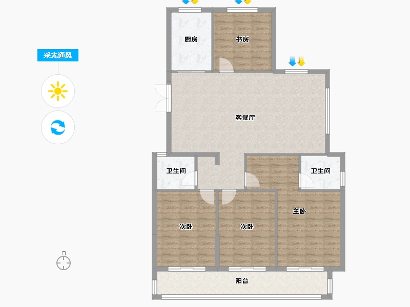 浙江省-温州市-霞庭湾-128.00-户型库-采光通风