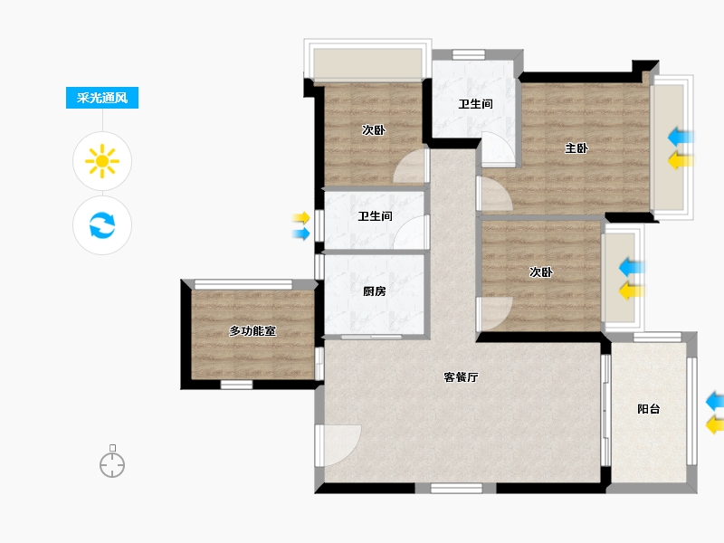 广东省-湛江市-中澳时代广场-85.14-户型库-采光通风