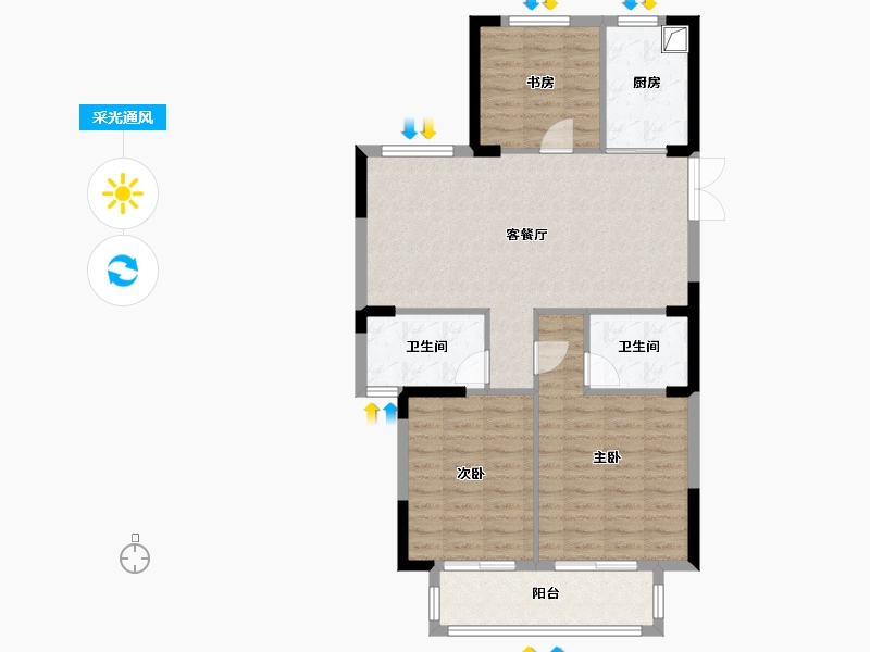 浙江省-温州市-霞庭湾-96.00-户型库-采光通风