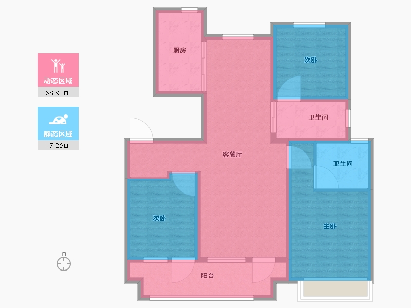 山东省-济南市-富华家园-104.00-户型库-动静分区