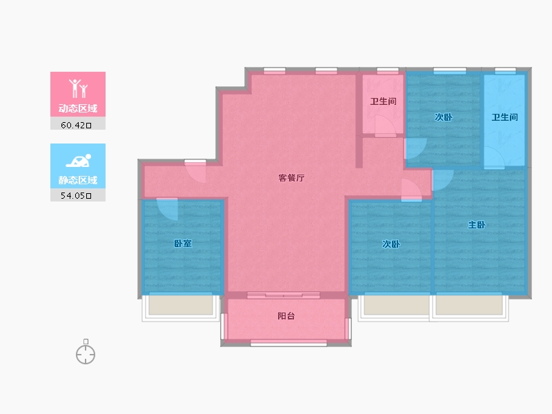 上海-上海市-龙湖御湖境-114.40-户型库-动静分区